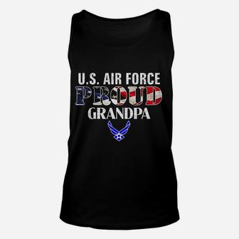 Us Proud Air Force Grandpa With American Flag Gift Unisex Tank Top - Seseable