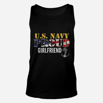 Us Proud Navy Girlfriend With American Flag Military Veteran Unisex Tank Top - Seseable
