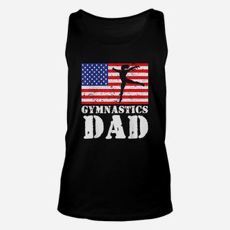 Usa American Distressed Flag Gymnastics Dad Unisex Tank Top - Seseable