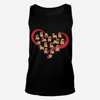 Valentines Day 2022 Funny Pug Dog With Heart Unisex Tank Top - Seseable