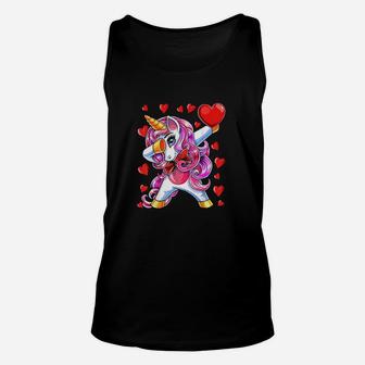 Valentine's Day Dabbing Unicorn Heart Costume Gift Girls Unisex Tank Top - Seseable