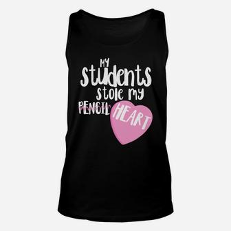 Valentines Day Teachers Heart Funny Kids Students Unisex Tank Top - Seseable