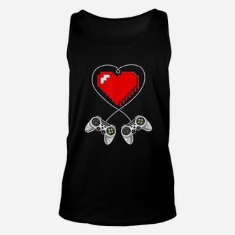 Valentines Day Video Game Controller Heart Gamer Gift Boys Unisex Tank Top - Seseable