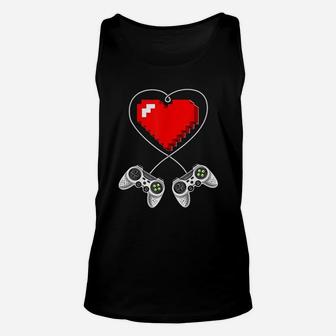 Valentine's Day Video Game Controller Heart Gamer Gift Boys Unisex Tank Top - Seseable