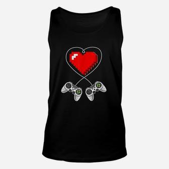 Valentines Day Video Game Controller Heart Gamer Gift Unisex Tank Top - Seseable