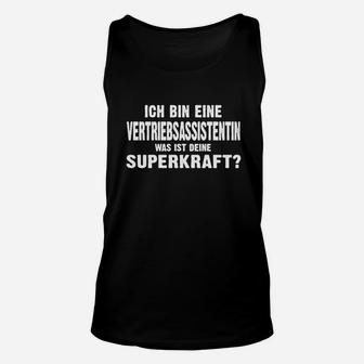 Vertriebsassistentin Superkraft Schwarzes Unisex TankTop, Berufs-Tee - Seseable