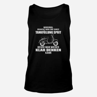 Vespa Unisex TankTop für Herren, Spruch über Freiheit & Benzin, Schwarz - Seseable