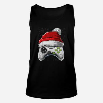 Video Game Controller Christmas Santa Hat Gamer Gift Boys Unisex Tank Top - Seseable