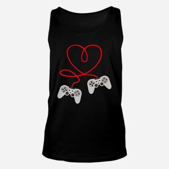 Video Gamer Valentines Day Controllers Heart Unisex Tank Top - Seseable