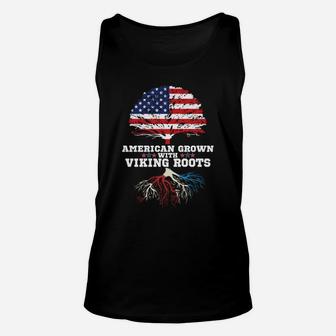 Viking American T-shirt American Grown With Viking Roots Unisex Tank Top - Seseable
