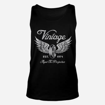 Vintage 1971 Aged To Perfection Motorcycle Biker Unisex Tank Top - Seseable