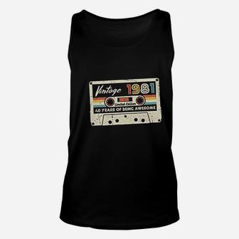 Vintage 1981 Retro Cassette Made In 1981 41st Birthday Unisex Tank Top - Seseable