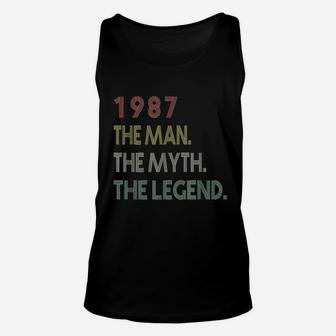 Vintage 1987 Man Myth Legend Birthday Gifts Unisex Tank Top - Seseable