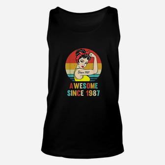 Vintage 35th Birthday 1987 Women Gift For 35 Year Old Woman Unisex Tank Top - Seseable