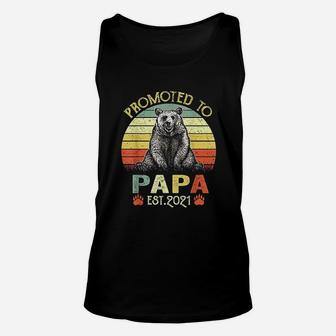 Vintage Bear Promoted To Papa Est 2021 Fathers Day Unisex Tank Top - Seseable
