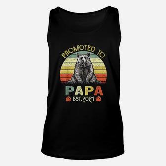 Vintage Bear Promoted To Papa Est 2021 Fathers Day Unisex Tank Top | Seseable UK