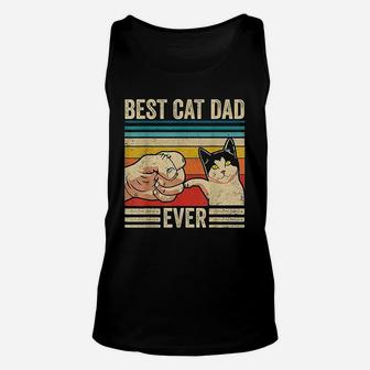 Vintage Best Cat Dad Ever Bump Fit Fathers Day Gifts Unisex Tank Top - Seseable
