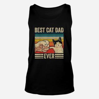 Vintage Best Cat Dad Ever Bump Fit Fathers Day Unisex Tank Top - Seseable