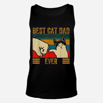 Vintage Best Cat Dad Ever Men Bump Fit Fathers Day Unisex Tank Top - Seseable
