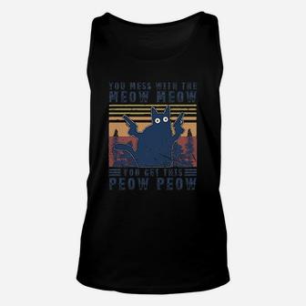 Vintage Black Cat You Mess With The Meow Meow Unisex Tank Top - Seseable