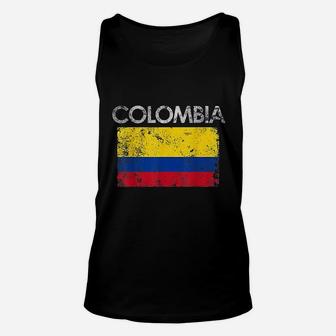Vintage Colombia Colombian Flag Pride Gift Unisex Tank Top - Seseable