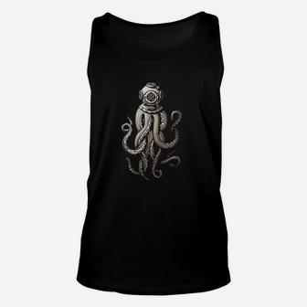 Vintage Deep Sea Divers Cthulhu Octopus Unisex Tank Top - Seseable
