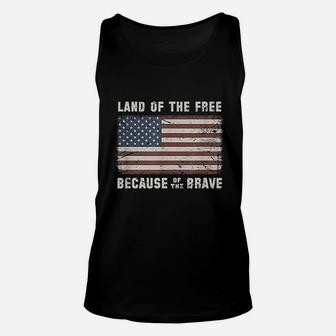 Vintage Flag Land Of The Free Because Of The Brave Unisex Tank Top - Seseable