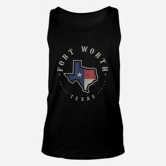 Vintage Fort Worth Texas State Flag Map Souvenir Gift Unisex Tank Top - Seseable