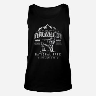 Vintage Grey Wolf Yellowstone National Park Unisex Tank Top | Seseable CA