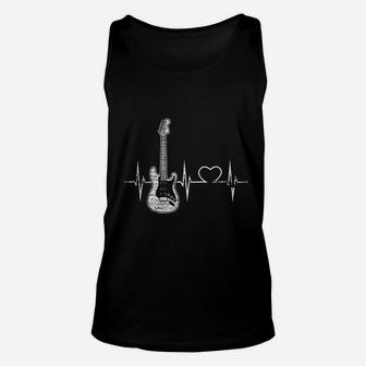 Vintage Guitarist Love Music Heart Gifts Heartbeat Guitar Unisex Tank Top | Seseable UK