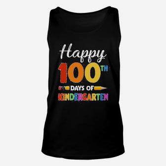 Vintage Happy 100th Day Of Kindergarten Teacher Or Student Unisex Tank Top - Seseable