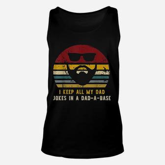 Vintage I Keep All My Dad Jokes In A Dad-a-base Unisex Tank Top - Seseable