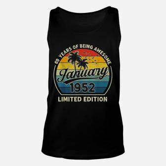 Vintage January 1952 Retro 70 Years Old 70th Birthday Gift Unisex Tank Top - Seseable
