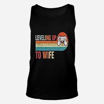 Vintage Leveling Up To Wife Engagement Party Unisex Tank Top - Seseable