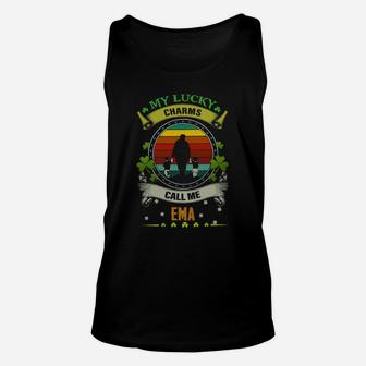 Vintage My Lucky Charms Call Me Ema St Patricks Day Shamrock Best Gift For Grandmothers Unisex Tank Top - Seseable