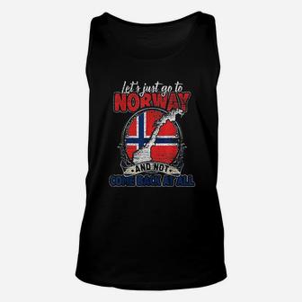 Vintage Norwegian Flag Lets Just Go To Norway Unisex Tank Top - Seseable