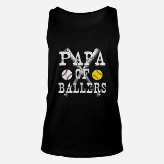 Vintage Papa Of Ballers Funny Baseball Softball Love Unisex Tank Top - Seseable