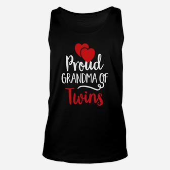 Vintage Red Hearts Love Proud Grandma Of Twins Unisex Tank Top - Seseable