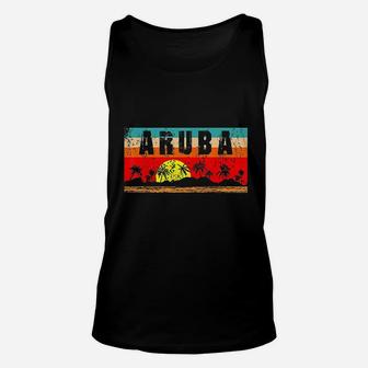 Vintage Relaxing Tropical Aruba Distressed Sandy Sunset Gift Unisex Tank Top - Seseable