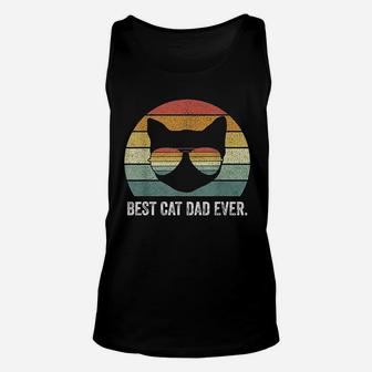 Vintage Retro Best Cat Dad Ever Funny Cat Dad Father Unisex Tank Top - Seseable