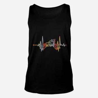 Vintage Retro Distressed Heartbeat Skydiving Unisex Tank Top - Seseable