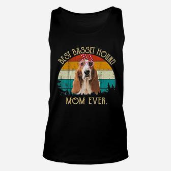 Vintage Retro Mama Mothers Day Best Basset Hound Mom Ever Unisex Tank Top - Seseable