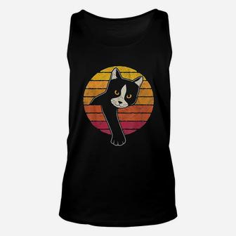 Vintage Style Tuxedo Cat Retro Sunset Unisex Tank Top - Seseable