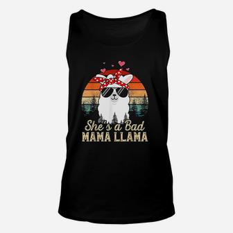 Vintage Sunset She Is A Bad Mama Llama Funny Mothers Day Unisex Tank Top - Seseable