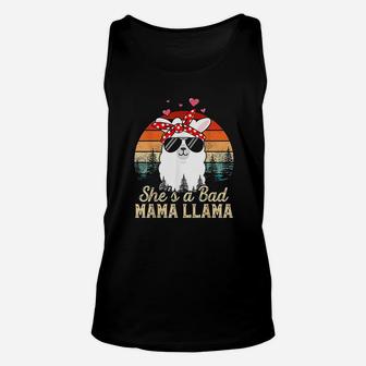 Vintage Sunset Shes A Bad Mama Llama Funny Mother Day Unisex Tank Top | Seseable CA