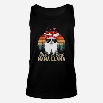 Vintage Sunset Shes A Bad Mama Llama Funny Mother Days Unisex Tank Top - Seseable