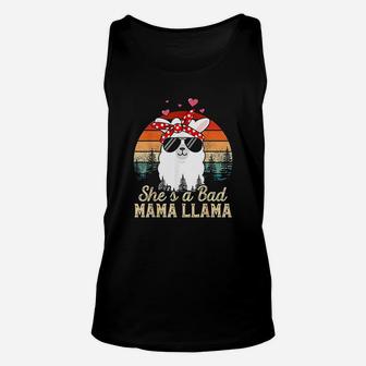 Vintage Sunset Shes A Bad Mama Llama Funny Mother Days Unisex Tank Top | Seseable CA