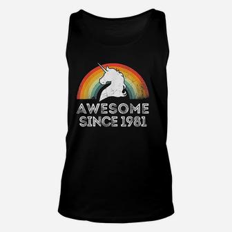 Vintage Unicorn Awesome Since 1981 41st Birthday 41 Year Old Unisex Tank Top - Seseable