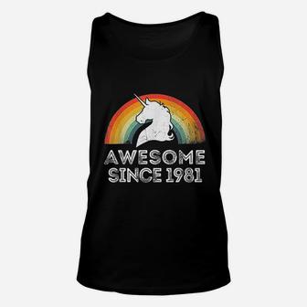 Vintage Unicorn Awesome Since 1981 41st Birthday 41 Years Old Unisex Tank Top - Seseable