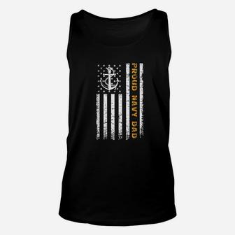 Vintage Usa American Flag Proud Navy Dad Gifts Unisex Tank Top - Seseable